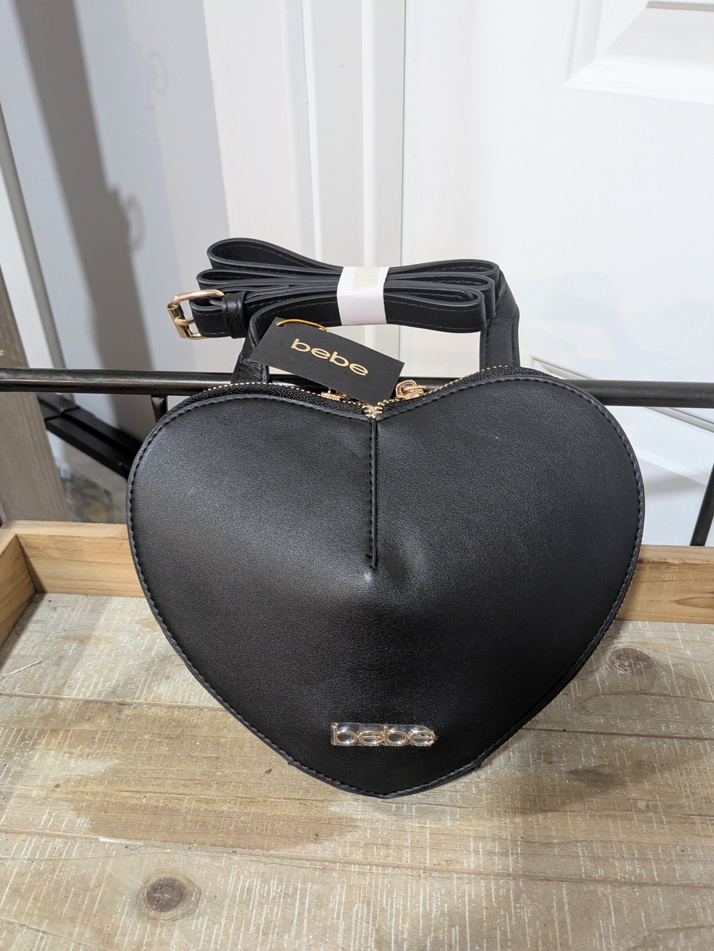 bebe Black Heart Crossbody Bag